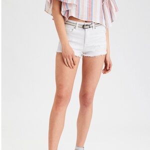 AE outfitters next level high V-rise denim ripped short Size 2 white